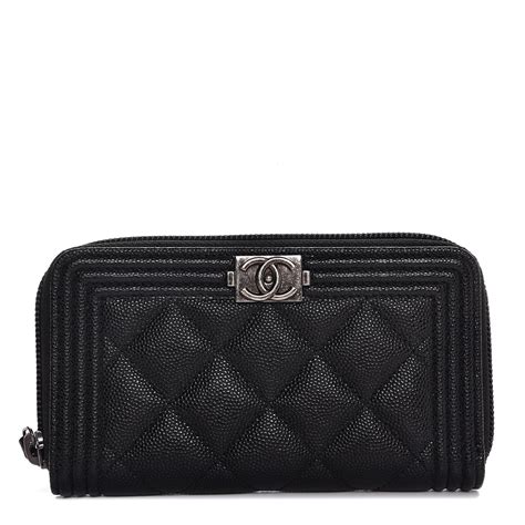 chanel caviar quilted boy small zip around wallet black|Wallets on Chain .